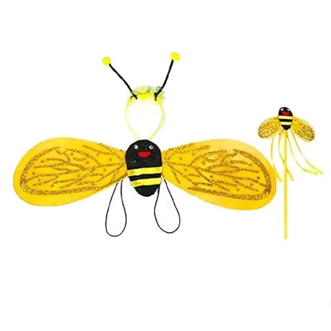 FancyDressWale Kids Bee Costume Set – 3Pc Wings, Headband & Wand – Yellow & Black Cosplay Accessories for Fancy Dress & Roleplay fancydresswale.com