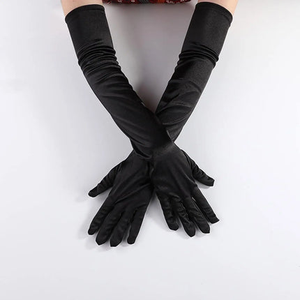 FancyDressWale Long Satin Gloves for Women 55 cm, Elegant Opera Party Gloves, Elbow-Length Finger Gloves for Dance, Costume, and Cosplay fancydresswale.com