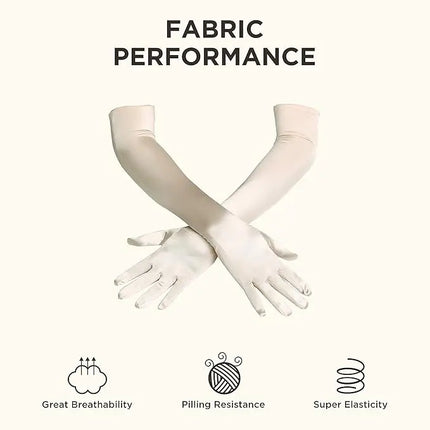 FancyDressWale Long Satin Gloves for Women 55 cm, Elegant Opera Party Gloves, Elbow-Length Finger Gloves for Dance, Costume, and Cosplay fancydresswale.com