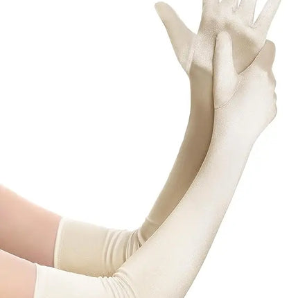 FancyDressWale Long Satin Gloves for Women 55 cm, Elegant Opera Party Gloves, Elbow-Length Finger Gloves for Dance, Costume, and Cosplay fancydresswale.com