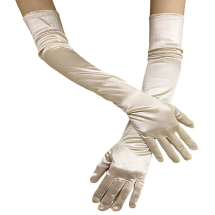 FancyDressWale Long Satin Gloves for Women 55 cm, Elegant Opera Party Gloves, Elbow-Length Finger Gloves for Dance, Costume, and Cosplay fancydresswale.com