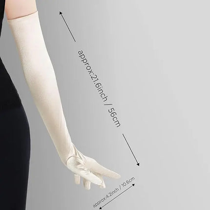 FancyDressWale Long Satin Gloves for Women 55 cm, Elegant Opera Party Gloves, Elbow-Length Finger Gloves for Dance, Costume, and Cosplay fancydresswale.com
