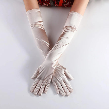 FancyDressWale Long Satin Gloves for Women 55 cm, Elegant Opera Party Gloves, Elbow-Length Finger Gloves for Dance, Costume, and Cosplay fancydresswale.com