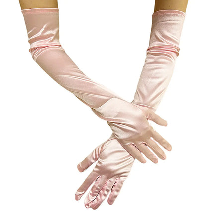 FancyDressWale Long Satin Gloves for Women 55 cm, Elegant Opera Party Gloves, Elbow-Length Finger Gloves for Dance, Costume, and Cosplay fancydresswale.com