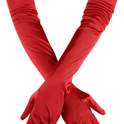 FancyDressWale Long Satin Gloves for Women 55 cm, Elegant Opera Party Gloves, Elbow-Length Finger Gloves for Dance, Costume, and Cosplay fancydresswale.com