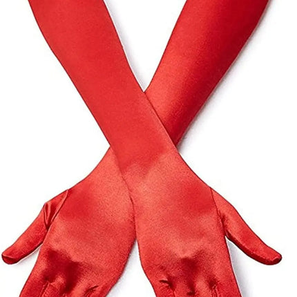 FancyDressWale Long Satin Gloves for Women 55 cm, Elegant Opera Party Gloves, Elbow-Length Finger Gloves for Dance, Costume, and Cosplay fancydresswale.com