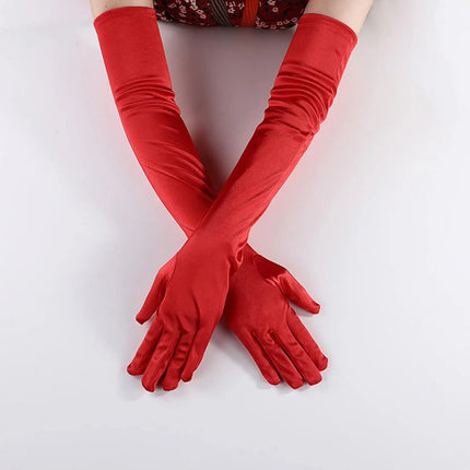 FancyDressWale Long Satin Gloves for Women 55 cm, Elegant Opera Party Gloves, Elbow-Length Finger Gloves for Dance, Costume, and Cosplay fancydresswale.com