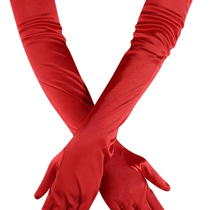 FancyDressWale Long Satin Gloves for Women 55 cm, Elegant Opera Party Gloves, Elbow-Length Finger Gloves for Dance, Costume, and Cosplay fancydresswale.com