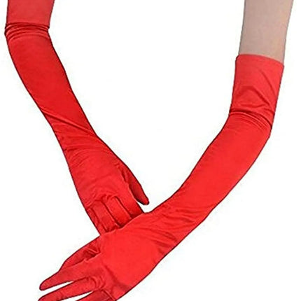 FancyDressWale Long Satin Gloves for Women 55 cm, Elegant Opera Party Gloves, Elbow-Length Finger Gloves for Dance, Costume, and Cosplay fancydresswale.com