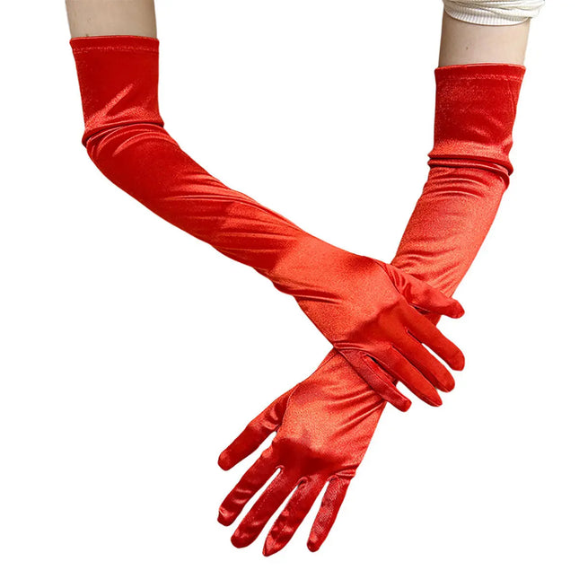 FancyDressWale Long Satin Gloves for Women 55 cm, Elegant Opera Party Gloves, Elbow-Length Finger Gloves for Dance, Costume, and Cosplay fancydresswale.com