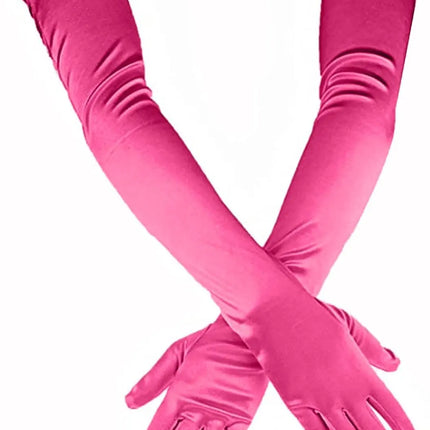 FancyDressWale Long Satin Gloves for Women 55 cm, Elegant Opera Party Gloves, Elbow-Length Finger Gloves for Dance, Costume, and Cosplay fancydresswale.com