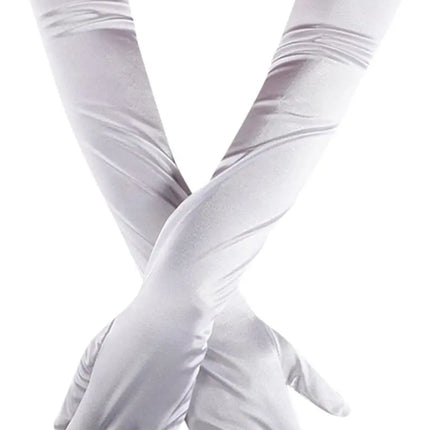 FancyDressWale Long Satin Gloves for Women 55 cm, Elegant Opera Party Gloves, Elbow-Length Finger Gloves for Dance, Costume, and Cosplay fancydresswale.com