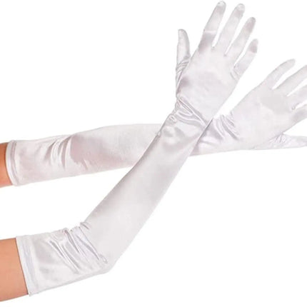 FancyDressWale Long Satin Gloves for Women 55 cm, Elegant Opera Party Gloves, Elbow-Length Finger Gloves for Dance, Costume, and Cosplay fancydresswale.com
