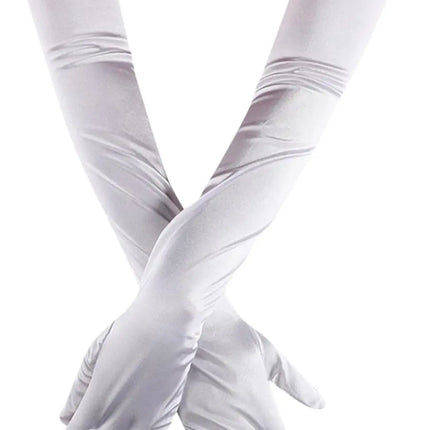 FancyDressWale Long Satin Gloves for Women 55 cm, Elegant Opera Party Gloves, Elbow-Length Finger Gloves for Dance, Costume, and Cosplay fancydresswale.com
