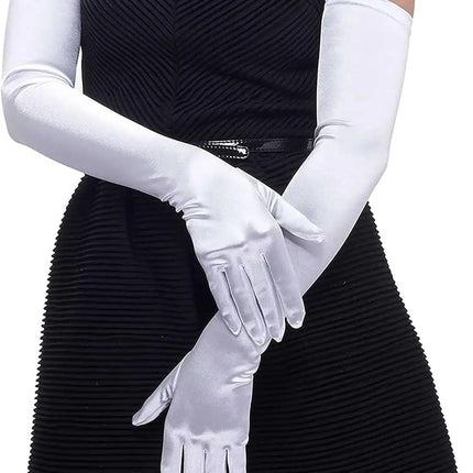 FancyDressWale Long Satin Gloves for Women 55 cm, Elegant Opera Party Gloves, Elbow-Length Finger Gloves for Dance, Costume, and Cosplay fancydresswale.com