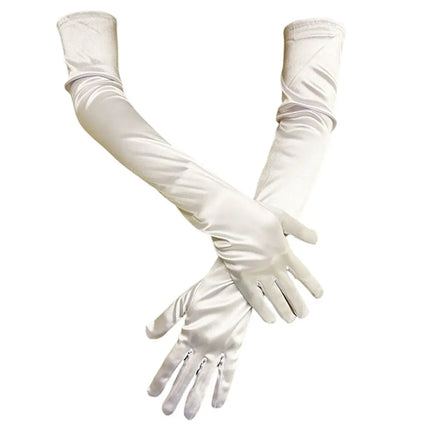 FancyDressWale Long Satin Gloves for Women 55 cm, Elegant Opera Party Gloves, Elbow-Length Finger Gloves for Dance, Costume, and Cosplay fancydresswale.com