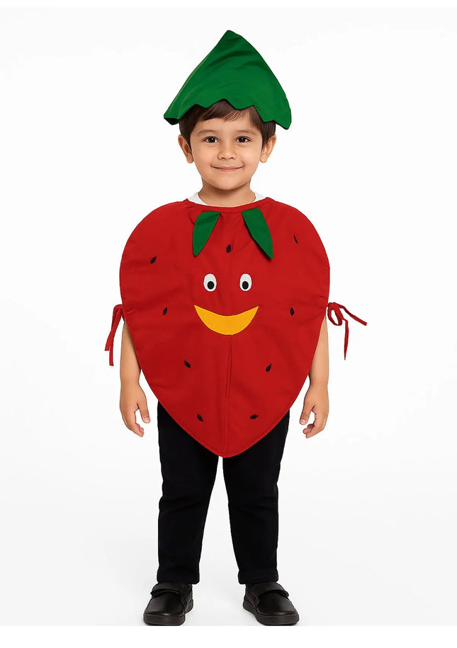 FancyDressWale Lychee Fruit Costume with Green Jumpsuit for Kids 🌸 – Fancy Dress for Fruit Day, Competitions & Stage Performances Fancydresswale