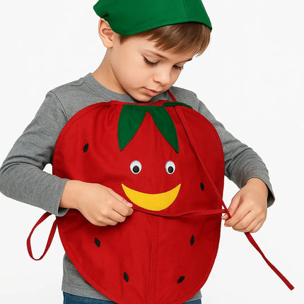 FancyDressWale Lychee Fruit Costume with Green Jumpsuit for Kids 🌸 – Fancy Dress for Fruit Day, Competitions & Stage Performances Fancydresswale