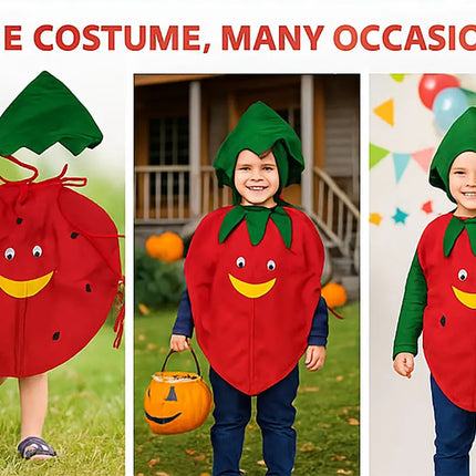 FancyDressWale Lychee Fruit Costume with Green Jumpsuit for Kids 🌸 – Fancy Dress for Fruit Day, Competitions & Stage Performances Fancydresswale
