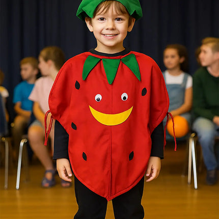 FancyDressWale Lychee Fruit Costume with Green Jumpsuit for Kids 🌸 – Fancy Dress for Fruit Day, Competitions & Stage Performances Fancydresswale