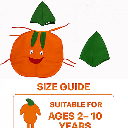 FancyDressWale Orange Fruit Costume with Green Jumpsuit for Kids | Fancy Dress for School Competitions, Fruit Day & Stage Shows (2–10 Years) Fancydresswale