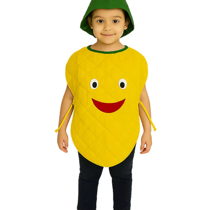 FancyDressWale Pineapple Fruit Costume with Green Jumpsuit for Kids | Fancy Dress for School Competitions, Fruit Day & Stage Shows (2–10 Years) Fancydresswale