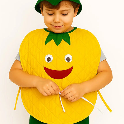 FancyDressWale Pineapple Fruit Costume with Green Jumpsuit for Kids | Fancy Dress for School Competitions, Fruit Day & Stage Shows (2–10 Years) Fancydresswale