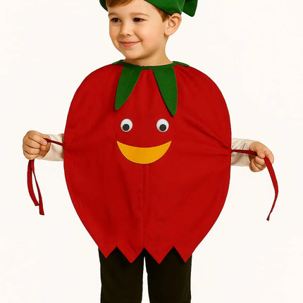 FancyDressWale Pomegranate Fruit Costume with Green Jumpsuit for Kids | Fancy Dress for School Competitions, Fruit Day & Stage Shows (2–10 Years) Fancydresswale