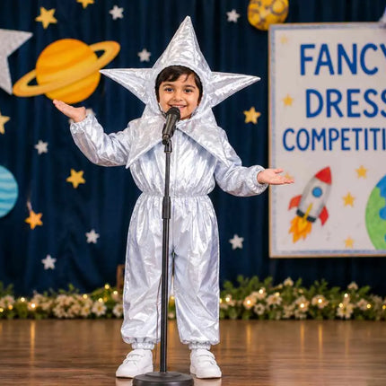 FancyDressWale Star Fancy Dress Costume for Kids | Silver Star Costume Outfit for Boys & Girls | School Fancy Dress Competition Dress | Space & Sky Theme Costume fancydresswale.com