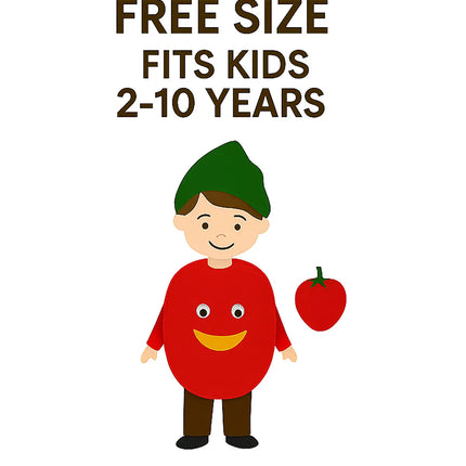 FancyDressWale Tomato Vegetable Costume with Green Jumpsuit for Kids 🍅 – Fancy Dress for Vegetable Day, Fruit Day, School Competitions & Stage Performances Fancydresswale
