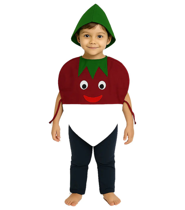 FancyDressWale Turnip Vegetable Costume with Green Jumpsuit for Kids – Fancy Dress for Vegetable Day, School Competitions & Stage Performances Fancydresswale