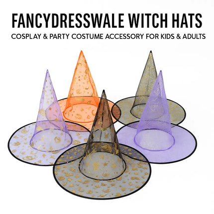 FancyDressWale Witch Hat Costume Set – Halloween Cosplay Caps for Kids & Adults (Pack of 5/10/20) fancydresswale.com