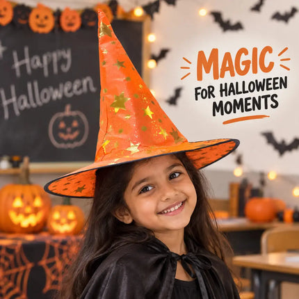 ancyDressWale Wizard Hat for Kids & Adults | Golden Star Magic Hat for Fancy Dress, Halloween, Magician Costume, School Events & Theme Parties fancydresswale.com