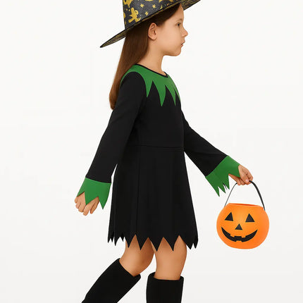 FancyDressWale halloween dress for Girls and Boys pumpkin witch ghost theme costume party Girl -Black-Green fancydresswale.com