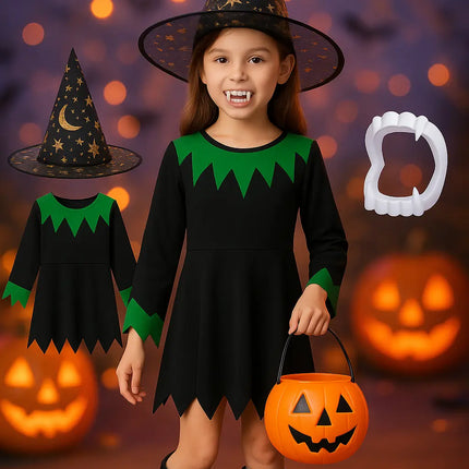 FancyDressWale halloween dress for Girls and Boys pumpkin witch ghost theme costume party Girl -Black-Green fancydresswale.com