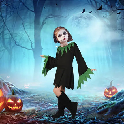 FancyDressWale halloween dress for Girls and Boys pumpkin witch ghost theme costume party Girl -Black-Green fancydresswale.com