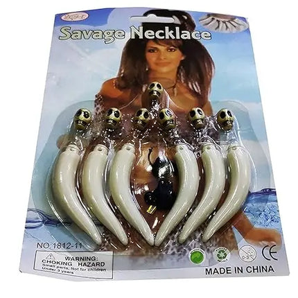 Fancydresswale 6-Piece Skeleton Bone Necklace Set – Skull, Hand, and Teeth Pendant Necklaces for Tribal, Cosplay, Halloween Jewellery fancydresswale.com