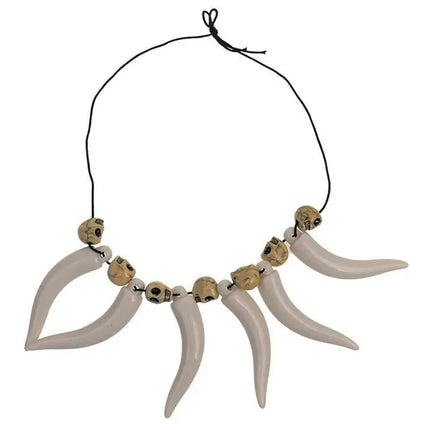 Fancydresswale 6-Piece Skeleton Bone Necklace Set – Skull, Hand, and Teeth Pendant Necklaces for Tribal, Cosplay, Halloween Jewellery fancydresswale.com
