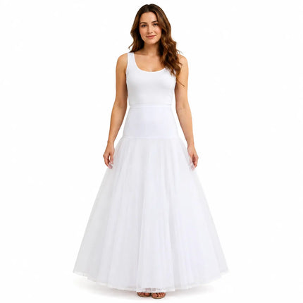 Fancydresswale A-line white Tutu Under Skirt Full Gown Floor-Length Woman tulle  Bridal Dress Gown Slip Petticoat - Free Size White Fancydresswale.com