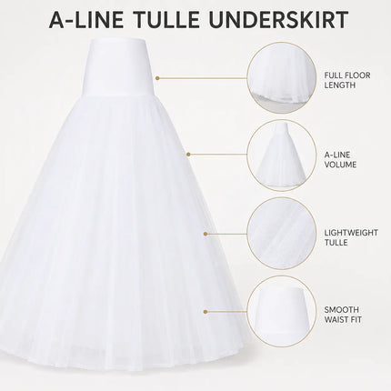Fancydresswale A-line white Tutu Under Skirt Full Gown Floor-Length Woman tulle  Bridal Dress Gown Slip Petticoat - Free Size White Fancydresswale.com