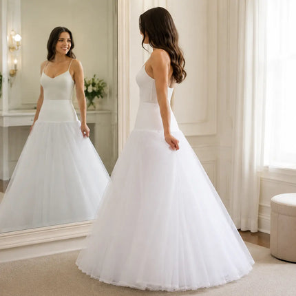Fancydresswale A-line white Tutu Under Skirt Full Gown Floor-Length Woman tulle  Bridal Dress Gown Slip Petticoat - Free Size White Fancydresswale.com