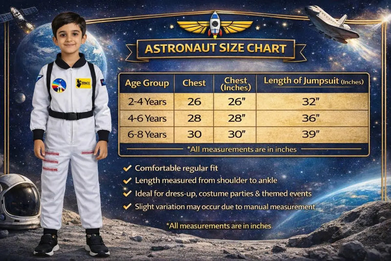 Fancydresswale Astronaut fancy dress space suit for kids- White Fancydresswale.com