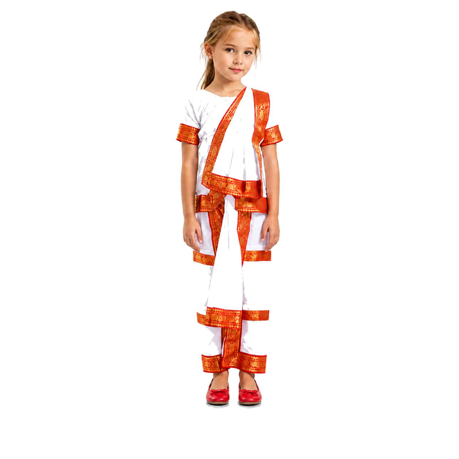 Fancydresswale Bharatnatyam costume for kids and adults - White Fancydresswale
