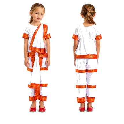 Fancydresswale Bharatnatyam costume for kids and adults - White Fancydresswale