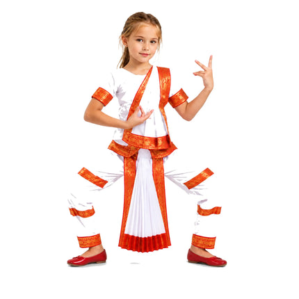 Fancydresswale Bharatnatyam costume for kids and adults - White Fancydresswale