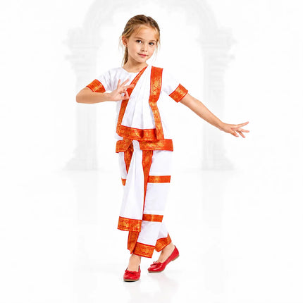 Fancydresswale Bharatnatyam costume for kids and adults - White Fancydresswale