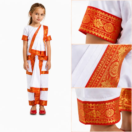 Fancydresswale Bharatnatyam costume for kids and adults - White Fancydresswale