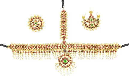Fancydresswale Bharatnatyam dance Dress with Heavy Jewellery Combo - 10 Ornaments Fancydresswale