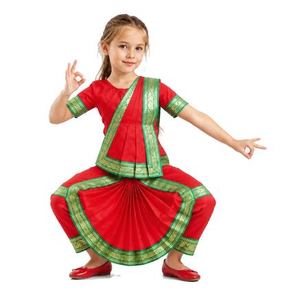 Fancydresswale Bharatnatyam outfit for kids and adults -Red Fancydresswale