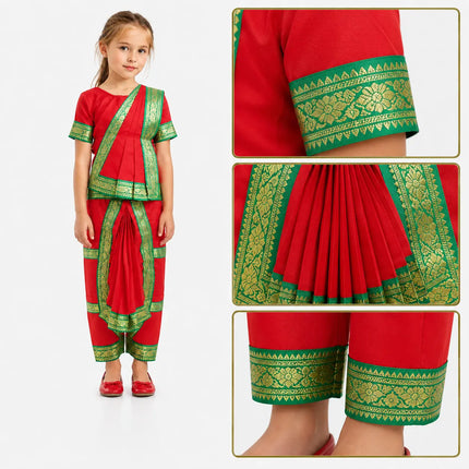 Fancydresswale Bharatnatyam outfit for kids and adults -Red Fancydresswale